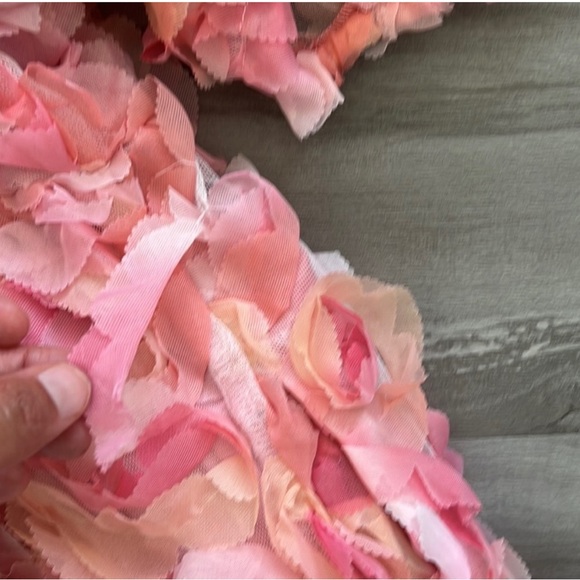 CES FEMME Dress Lace Ruffles Tule With Puff Sleeves Pink Size S - Picture 16 of 16